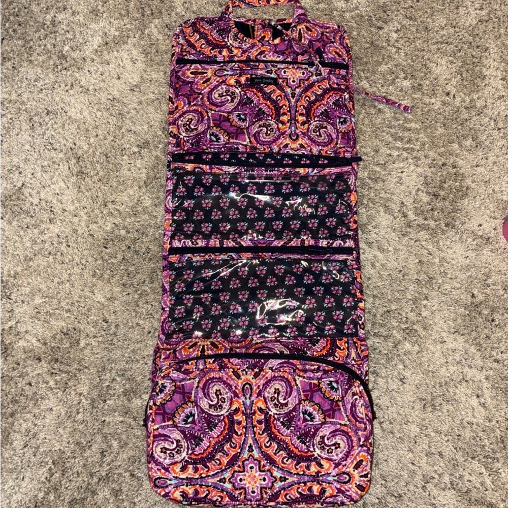 Vera Bradley Purple and Orange Paisley Cosmetic Organizer